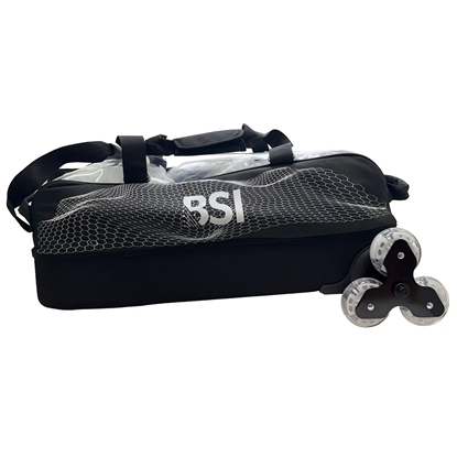 Picture of BSI Hard Base Tri-Wheel 3 Ball Triple Roller Tote Black Bowling Bag